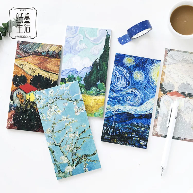 

1Set Memo Pads Sticky Notes Kawaii Van Gogh Painting Paper Notepad diary Scrapbooking Stickers Office School stationery Notepads