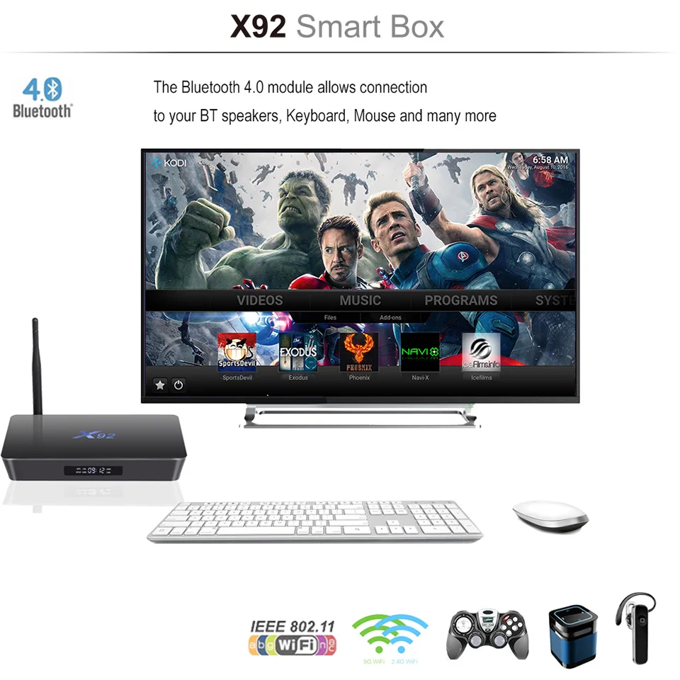 

X92 Andriod tv box Octa Core Amlogic S912 tv box Android 7.1 4K 60fps2.4Ghz+5.8Ghz BT 4.0 Smart Media Player Mini PC Set Top Box
