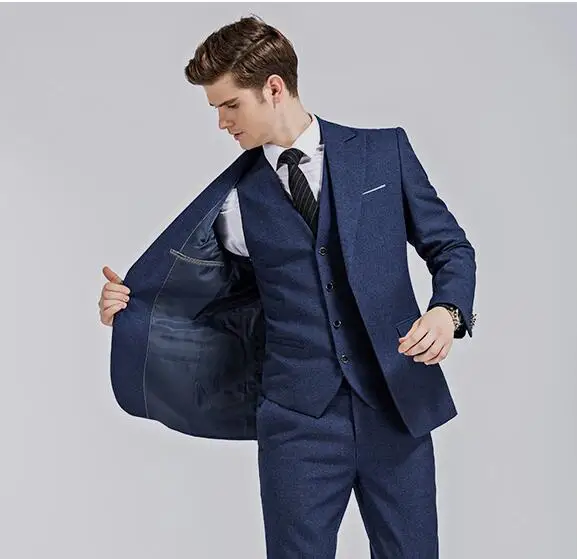 3 Pezzi New Fashion Blu Formale Abiti Da Uomo Su Misura Smoking Dello Sposo  Abiti Da Sposa per Uomo Groomsman (Jacket + Pants + vest + tie)|tuxedo  wedding suit|formal mens suitswedding suit - AliExpress