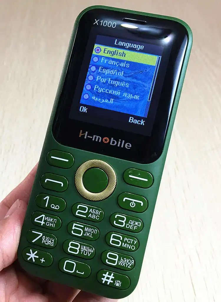 1,8 "экран двойной сим большой 3D звук мобильного телефона H-Mobile X1000 телефон французский Русский язык Русский Клавиатура