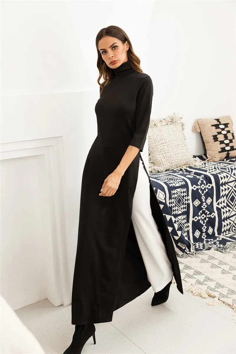 turtleneck dress with slit