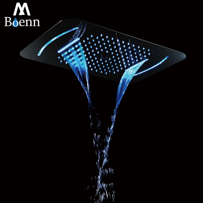 Big Misty Massage Shower Head Ceiling LED Light Bathroom Remote Control LED Color Shower Waterfall Rainfall Showers 580*380mm Big Misty Massage Shower Head Ceiling LED Light Bathroom Remote Control LED Color Shower Waterfall Rainfall Showers 580*380mm