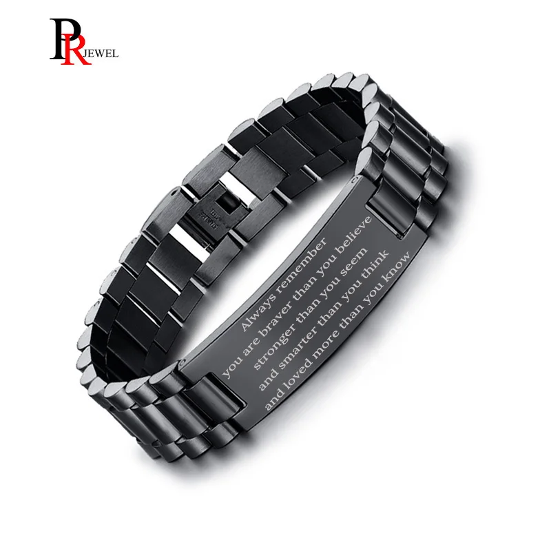 

Personalized Engravable Stainless Steel ID Bracelets for Men Identification Link Chain pulsera 8.26" Birthday Gifts