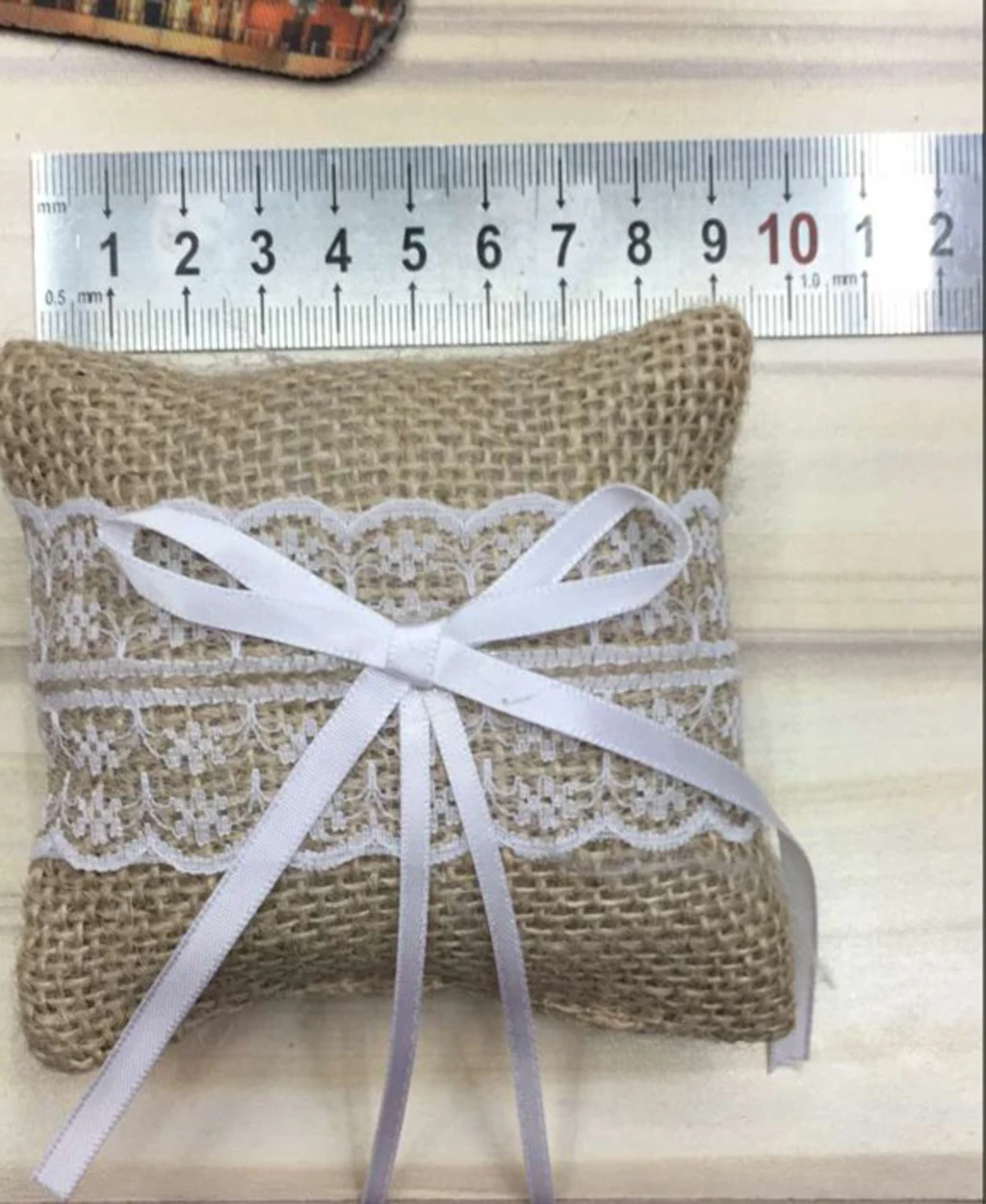 Jute Burlap Lace Floral Ring Pillow Cushion Rustic Shabby Wedding Favors Elegant Ornament wedding ring bearer pillow