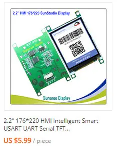 2," 176*220 HMI умный USART UART серийный TFT lcd модуль дисплей Панель для Arduino без сенсорной панели