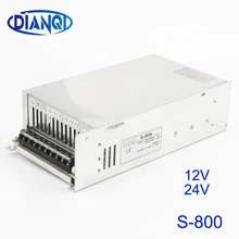 DIANQI импульсный источник питания S-800w 12 В 24 В переменного тока в постоянный источник питания конвертер Выход S-800-12 S-800-24