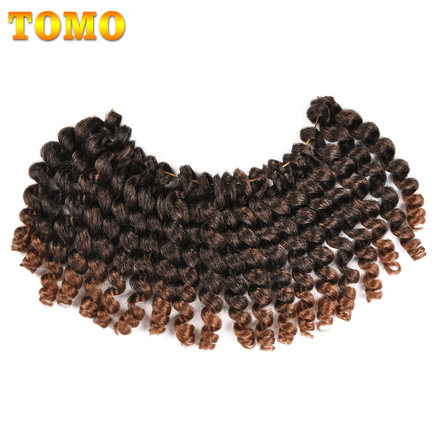 TOMO Jamaican Bounce Jumpy Wand Curls Hair Extensions 8Inch 20Roots Afro Fluffy Crochet Braids Bulk Synthetic Hair Braiding