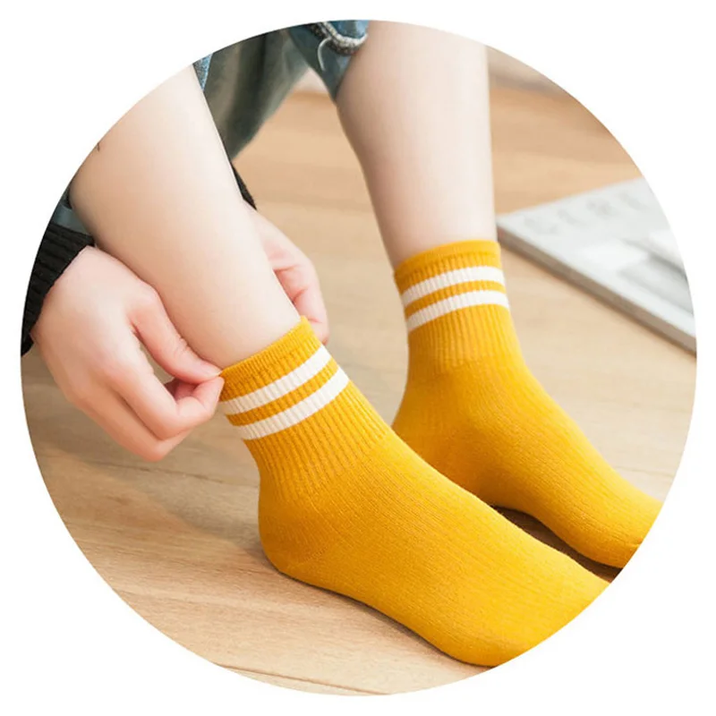 

New Arrivals Harajuku Socks Women Cotton Korean Pure Color Yellow Designer Christmas Cute Socks White Skarpetki Damskie