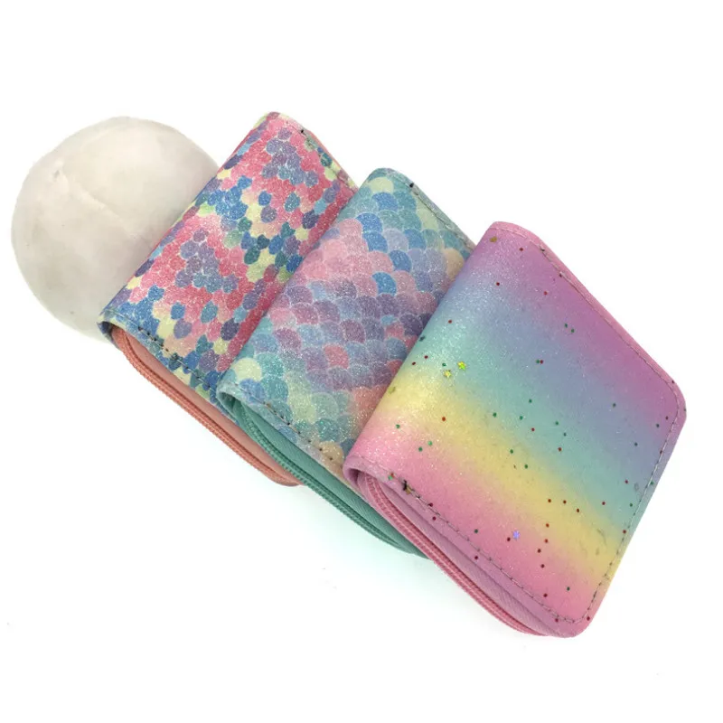 Новые красочные мини-кошелек Для женщин мода короткий кошелек для монет студент Прекрасный Малый Кредитная Держатель для карт молния вокруг деньги сумка для девочки