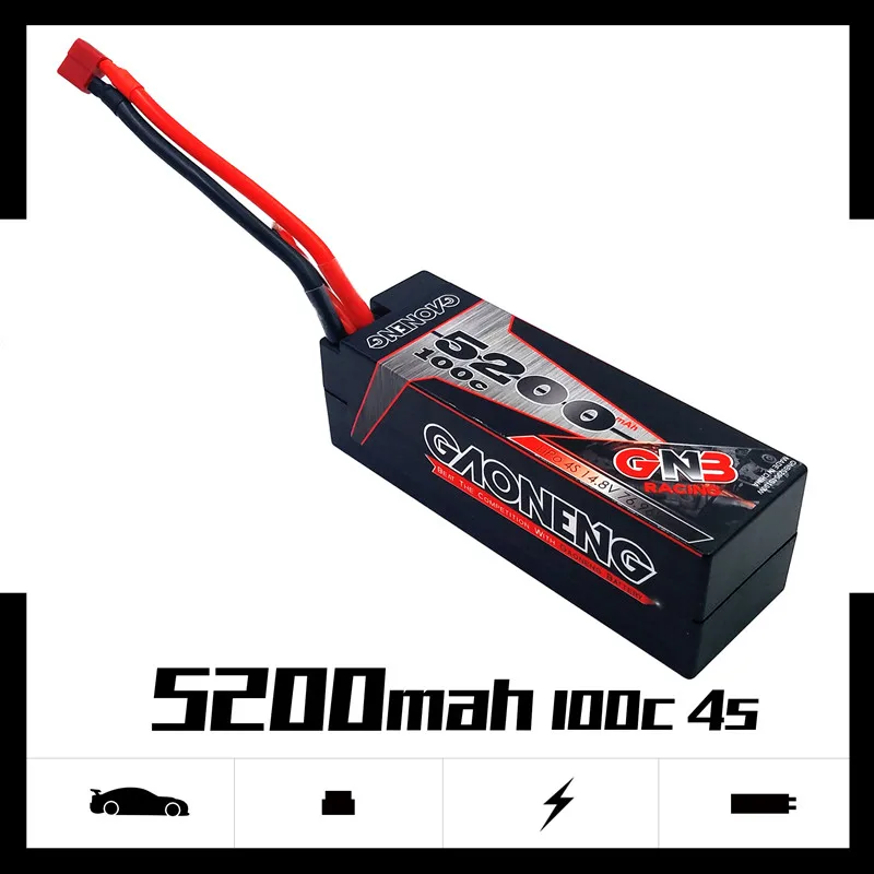 

Gaoneng GNB 5200mAh 4S 14.8V 100C/200C Hardcase LiPo Battery pack Deans T Plug for 1:8 1/8 RC Car four drive off-road RC Car