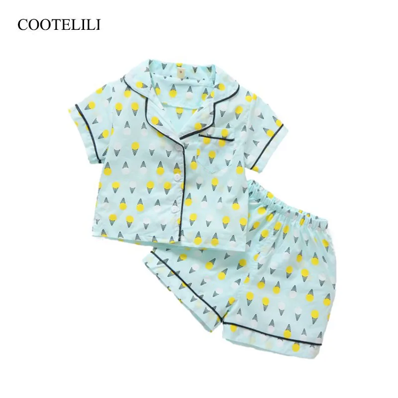 

COOTELILI Baby Girl Clothes Kids Boy Summer Sleep Clothes Ice Cream Printing Pijama Infantil Comfortable Pajama Set 80-120cm