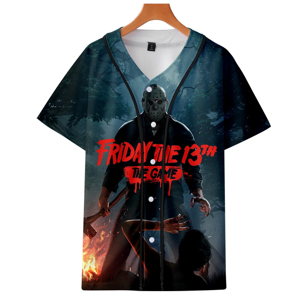 Стильная Базовая бейсбольная рубашка с 3D принтом Friday the 13th модная Уличная