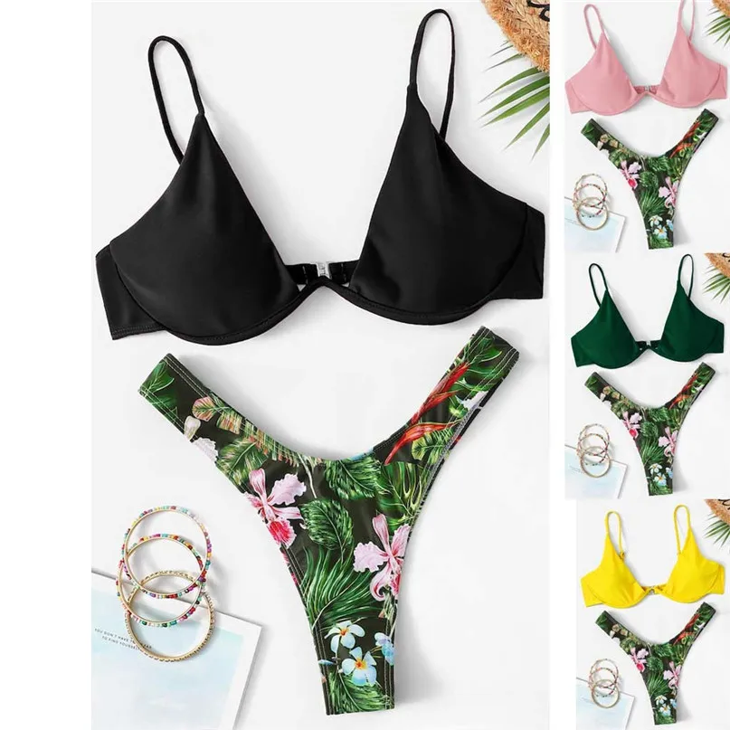 Sexy Bikinis Women swimwear Print Push-Up Padded Bra Beach Bikini Set Swimsuit Swimwear Ins popular style #2m13 (2)