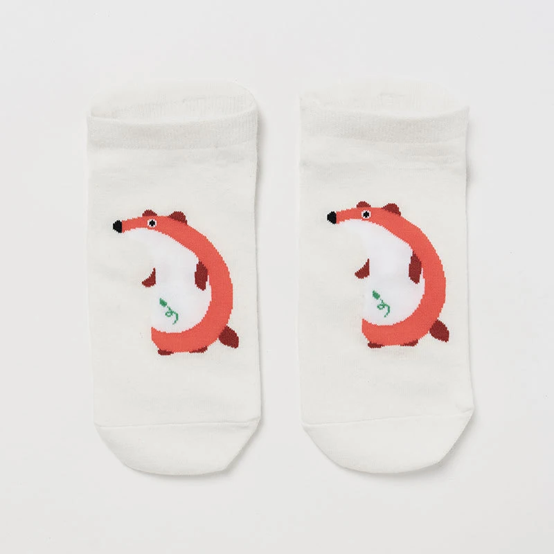 

New Fashion Straight Short Sock Women Shallow Mouth Cartoon Animal Cotton Short Socks Absorb Sweat Breathable Hosiery