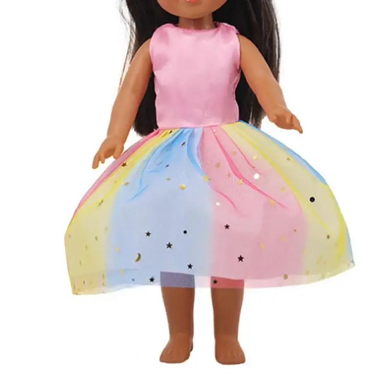 Новое поступление, на детей от двух до куклы одежда платье принцессы розового цвета с блестками разноцветное платье для маленьких детей; детские игрушки 43 см для ухода за ребенком для мам бэби долл и 14,5 дюймов аксессуары для куклы