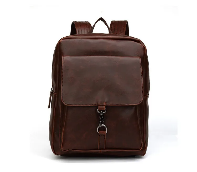 

High Quality Vintage Style PU Leather Men Backpacks For College Preppy Style Backpacks for 14inch laptop LJ-0495