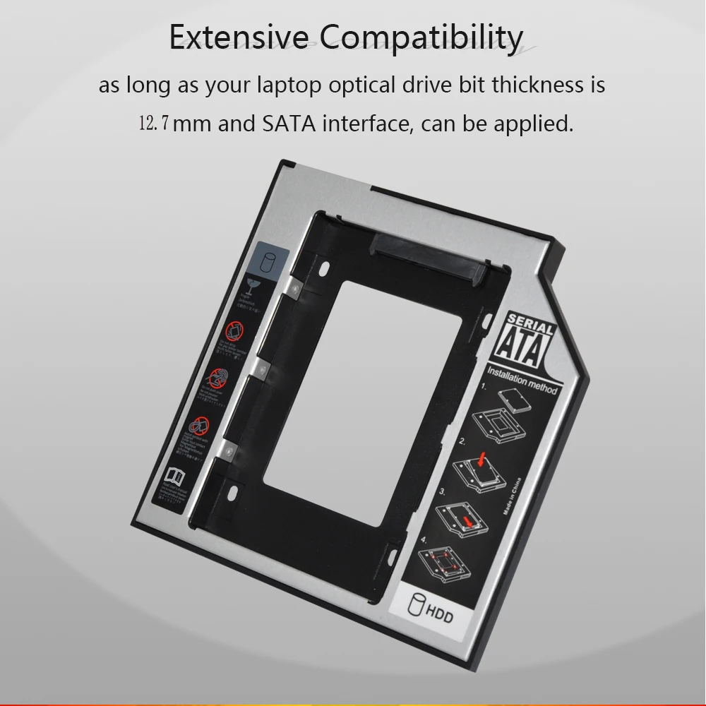 Sunvalley 12,7 мм Универсальный 2-й HDD Caddy 2," чехол для SSD, HDD SATA 3,0 для ноутбука жесткий диск