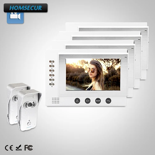 

HOMSECUR 7" Wired Hands-free Video Door Phone Intercom System+Silver Camera 2C4M