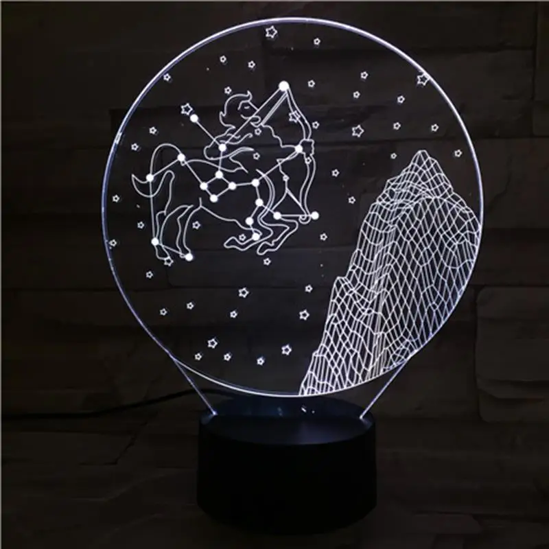 Стрелец 3D лампа Ночной светильник LED лампы многоцветной вспышки Рождественские