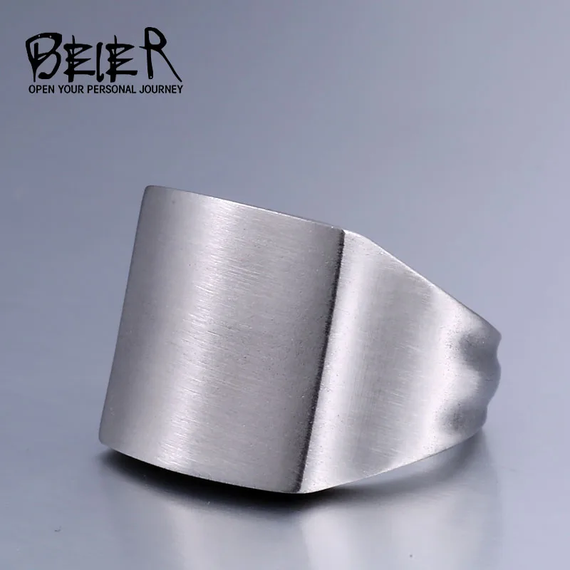 

BEIER High Dull Polished Ring Signet Solid Fashion Man's 316L Stainless Steel Biker Plated Unique Jewelry For Men BR8-638