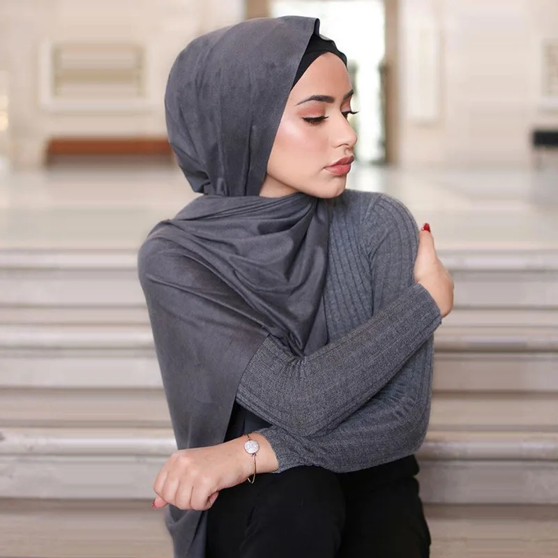 Весна осень и зима высококачественный монохромный замшевый шарф Мусульманский платок новая мода платок женский платок на голову