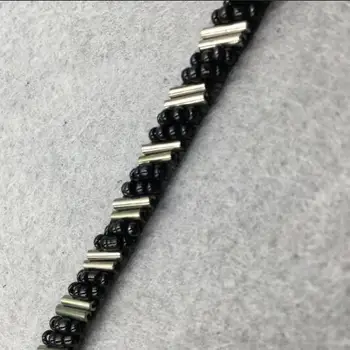 

10Yards 0.5cm Width Black Beading Trims Silver Tube Beads Ribbon For Sewing Curtain Accessories Black Mesh Lace Decoration