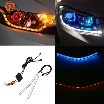 

POSSBAY Flexible Waterproof Sequential Flow Switchback Headlight Dynamic LED Turn Signal Light 12V Daytime Running Lights