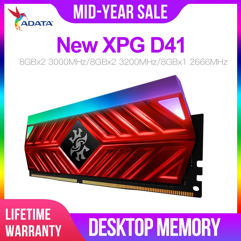 ADATA XPG D41 настольный компьютер Память ram Memoria модуль 8GB16GB 2X8GB DDR4 PC4 3200Mhz 3000MHZ 2666MHZ 2666MHZ DIMM 3000 3600 Mhz