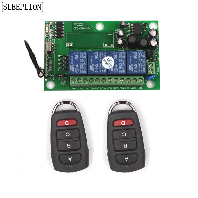 220V 4 Channel Wireless Remote Switch Relay 110V 220V 4CH RF Wireless Remote Control Relay Switch Module Board (2)