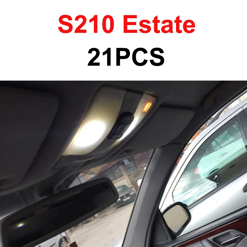 Белый светодиодный светильник без ошибок, Внутренняя купольная карта, комплект для Mercedes Benz E class W210 W211 W212 S210 S211 S212(1995 - Испускаемый цвет: S210 Esate - 21PCS