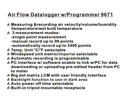 Az9671 ручной гигротермограф Air Температура и Датчики воздушного потока Анемометр с ветром Скорость диапазон 0.6-32 м/с