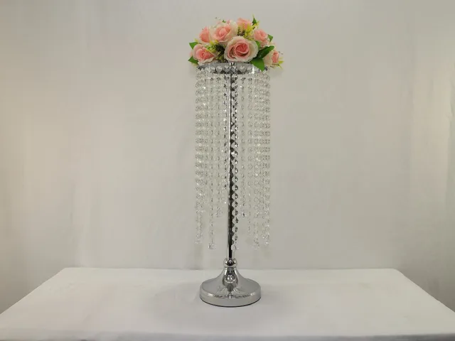 Wedding Table Centerpiece Pillar Crystal Wedding Table Centerpiece Pillar Crystal Chandelier Flower Stand Decoration 10pcs Lot