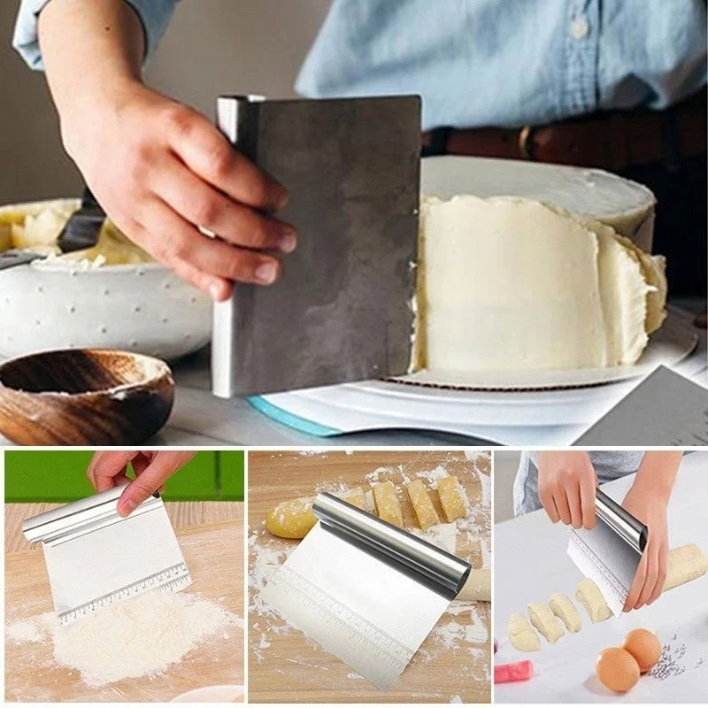 

Chef Stainless Steel Pastry Scraper/Bench Scraper Chopper, Best as Pizza and Dough Cutter