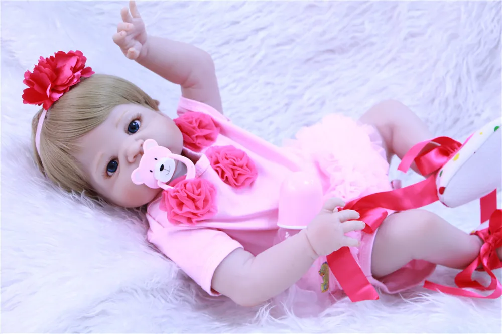 Bebe девочка возрождается 22 "полный Средства ухода за кожей силикона Reborn Baby Doll Игрушечные лошадки Lifelike Reborn Girl Doll ребенок подарок bonecas brinquedos