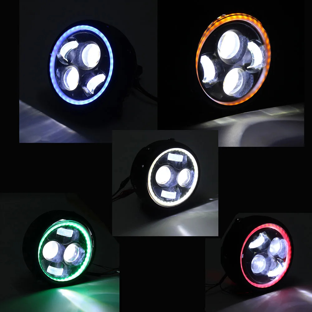 

Do Promotion! Motorcycle Angel Eye COB LED Projector HeadLight Lamp with Bracket for Cafe Racer
