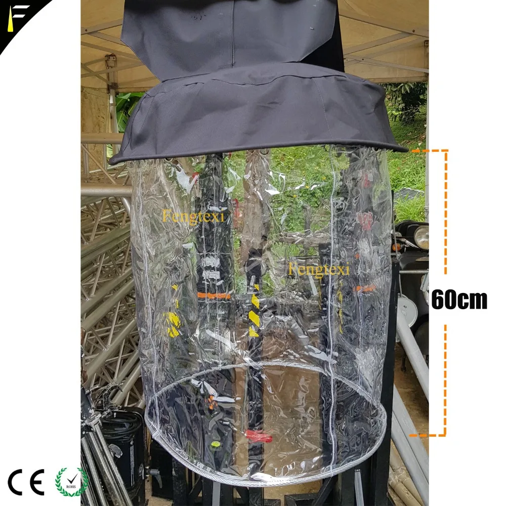 

10pcs Beam Light 10R 15R 17R Moving Head Hanging Rain Cover Coat Crystal Transparent Rainy Cover with Coverage 60cm Height