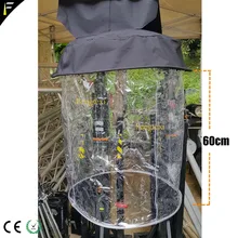 10 pces feixe de luz 10r 15r 17r cabeça em movimento pendurado capa de chuva casaco de cristal transparente capa chuvosa com cobertura 60cm altura