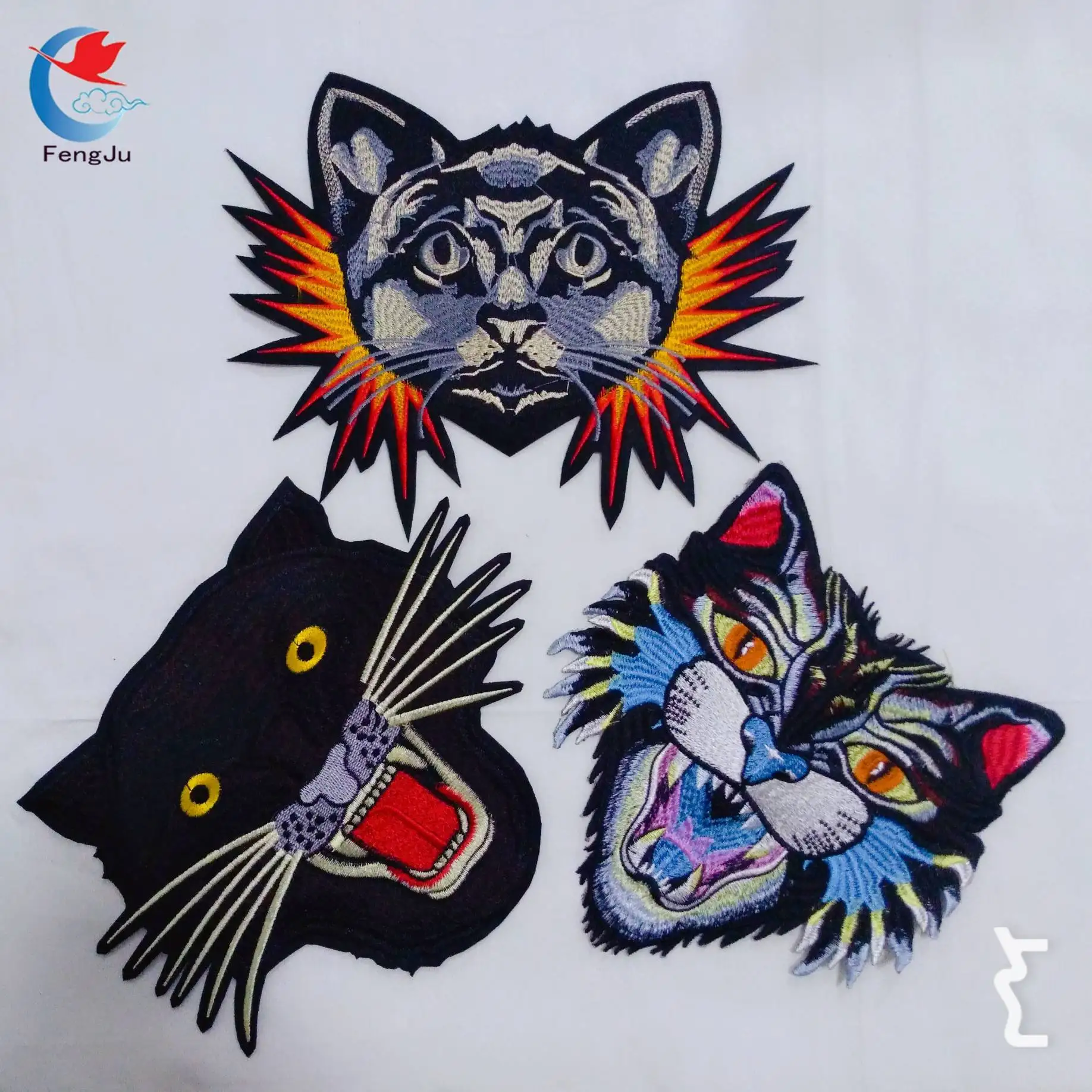 

Tiger patches Applique Clothing Embroidery sew on Patches Fabric Sticker Sewing Repair Embroidered Patch for Sweater 2pcs
