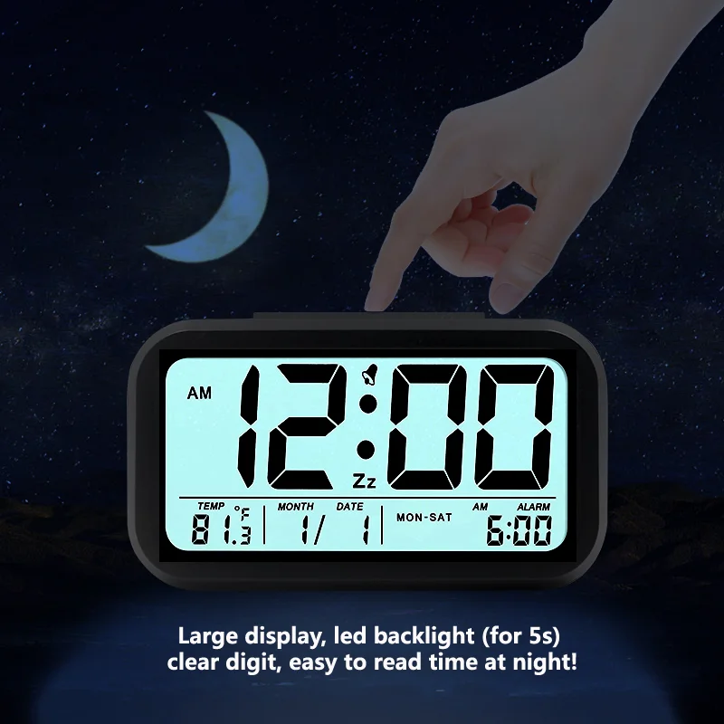 Digital Alarm Clock Student Clock Large LCD Display Snooze Electronic Kids Clock Light Sensor Nightlight Office Table Clock Digital Alarm Clock Student Clock Large LCD Display Snooze Electronic Kids Clock Light Sensor Nightlight Office Table Clock