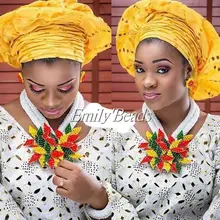 Новейший женский ювелирный набор нигерийский Свадебный комплект украшений в африканском стиле наборы брошь в форме цветка со стразами для ожерелья AIJ931