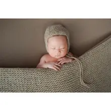Новорожденный вязаный капот Фотография реквизит ручной работы крючком Детская кепка со шнуровкой реквизит