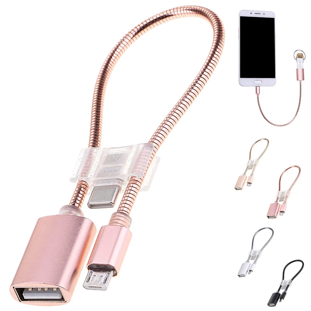 

Micro USB + Type C Male To USB Female OTG Data Sync Converter Adapter Cable Micro USB+Type-c OTG patch cord