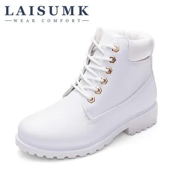 

2020 LAISUMK Autumn Winter Female Boots Casual Martin Tooling Large Boots Outdoor Large Size Women Boots