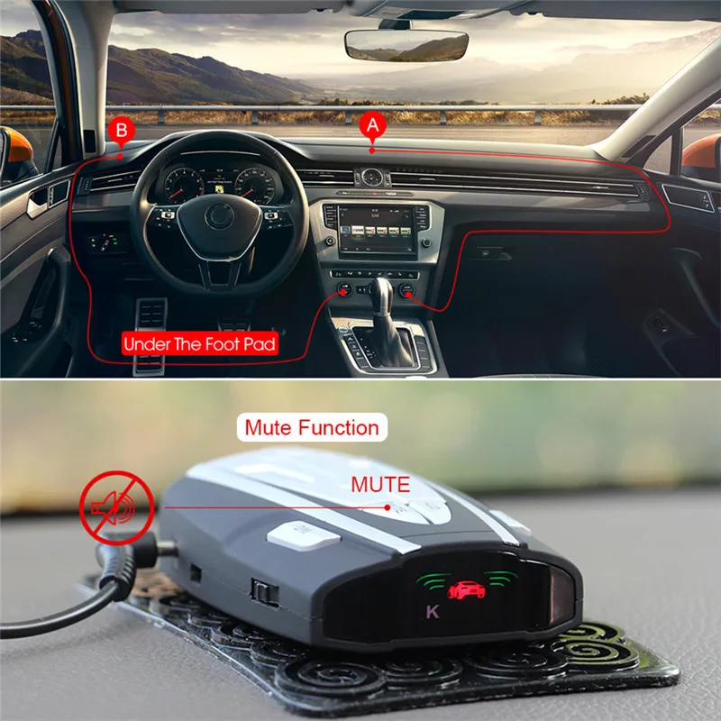 

Car Radar Detector laser Flow Velocity Velocimeter Signal devices Alarm Voice Broadcast Switch English /Russian X/K/Ka/Laser/CT
