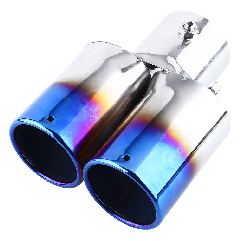 Fit Car Vehicle Double Dual Exhaust Muffler Steel Tail
