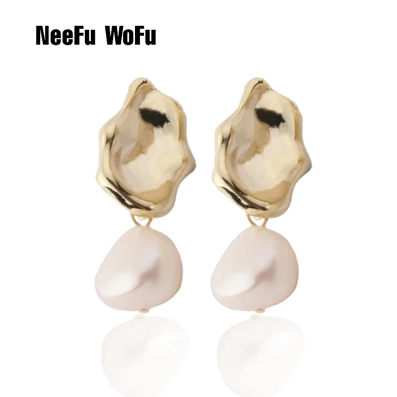 

NeeFuWoFu Drop Earring danger Grape earrings Natural pearl Grape string manual Fashion Big Ear Drops Copper Charm Earrings