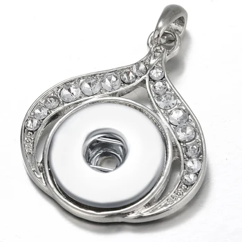 

Fashion waterdrop pattern Snap Jewelry Crystal Snap Button Pendant Necklace Fit 18mm Snap Necklaces Snowman Necklaces