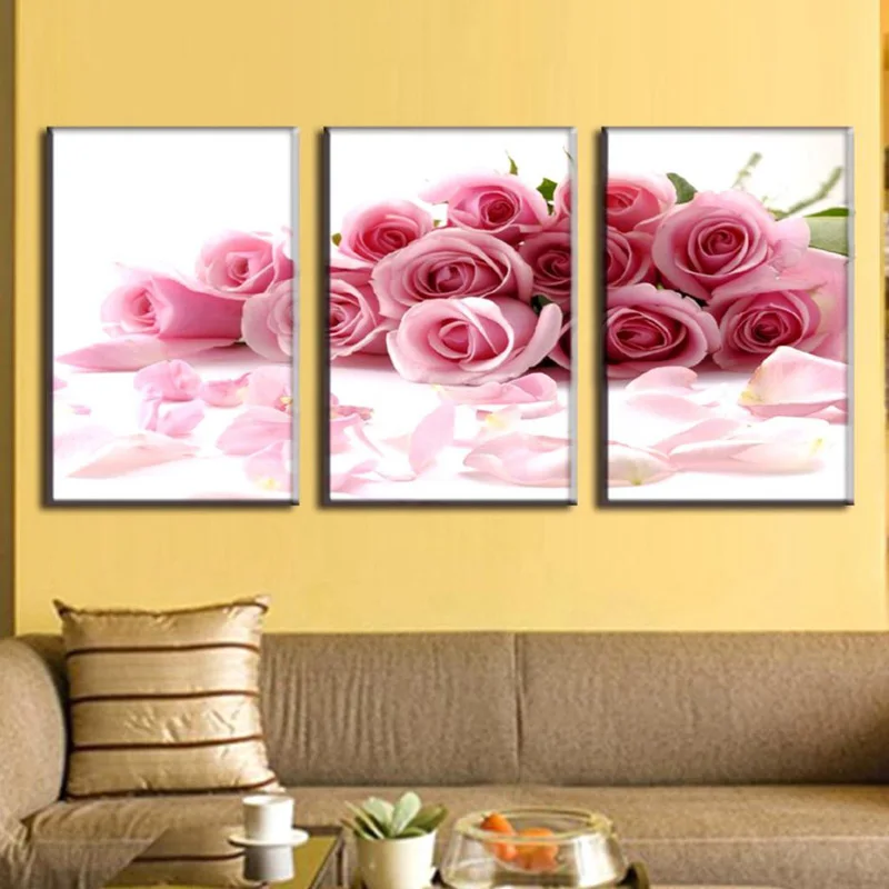 3 pieces high-definition print  Rose canvas painting poster and wall art living room picture  PF3-025 (2)
