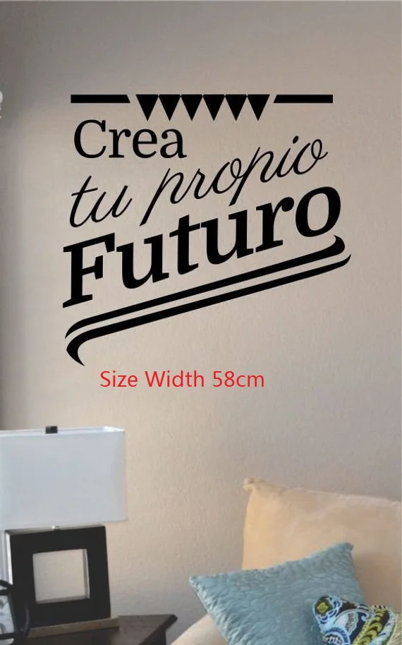 crea tu propio futuro spanish vinyl wall art decal sticker home house decor decoration lettering quote inspirational uplifting motivational
