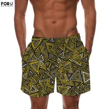 FORUDESIGNS/для мужчин повседневные шорты Племенной треугольники принты эластичность талии плюс размеры пляжные шорты быстросохнущая подкладк
